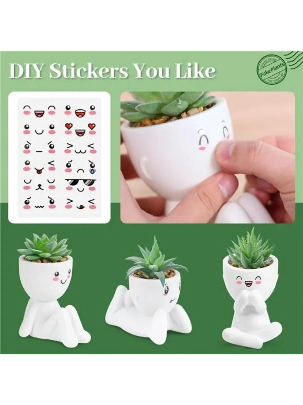 Set of 3 Fake Succulent Plants Small Artificial Potted Greenery for Desk Home De